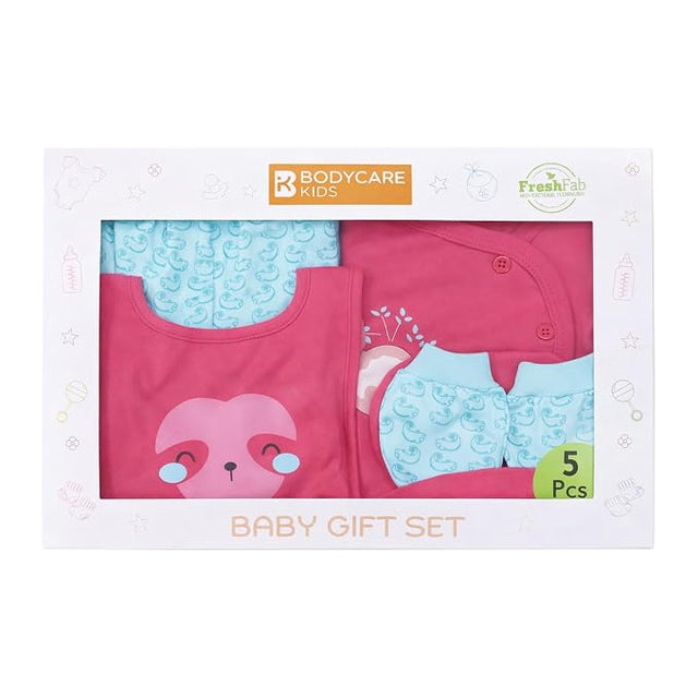 Bodycare Newborn Baby Gift Set for Boys & Girls, Cotton Clothing Set, Hospital Ready Combo Gift Hamper (5 Pcs, 0-6 Months)
