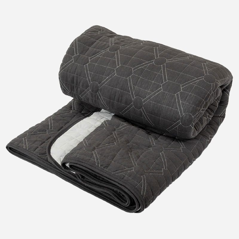 BodyComfy 100% Cotton Hosiery King-Size Fitted Bedcover – Geometrical Quilted Pattern