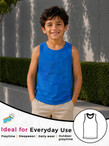 Boys Cotton Printed Sleeveless T-Shirt with Round Neck and Regular Fit for Casual Wear and Easy Movement