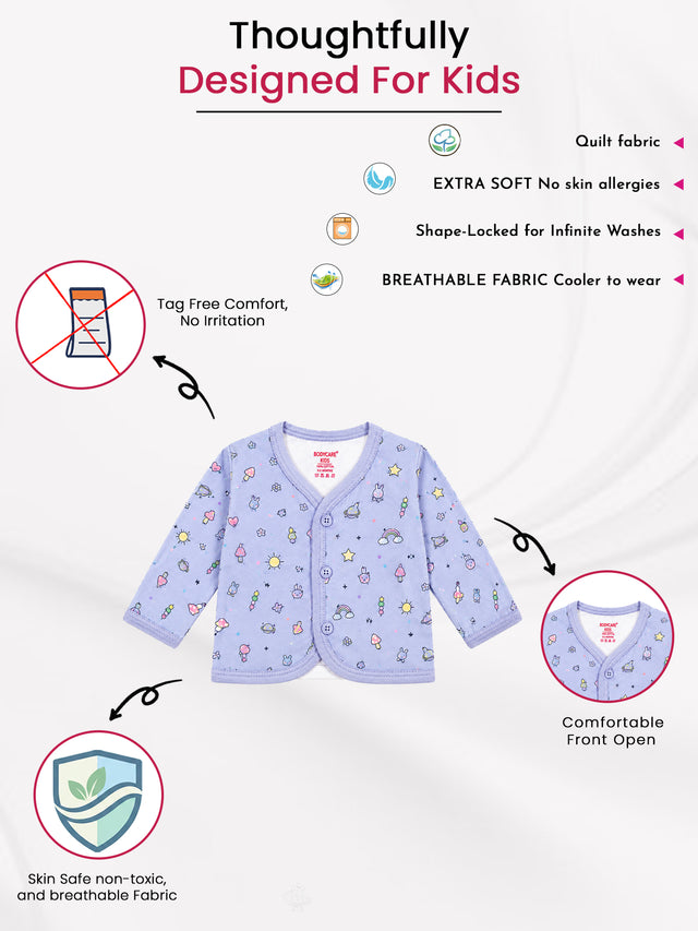 Unisex Baby Printed Front Open Top for Easy Dressing, Comfortable Daily Wear and Regular Wardrobe Use - Pack of 3