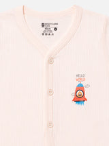 Baby Cotton Rich Front Open Half Sleeves Short Suit Solid Rib