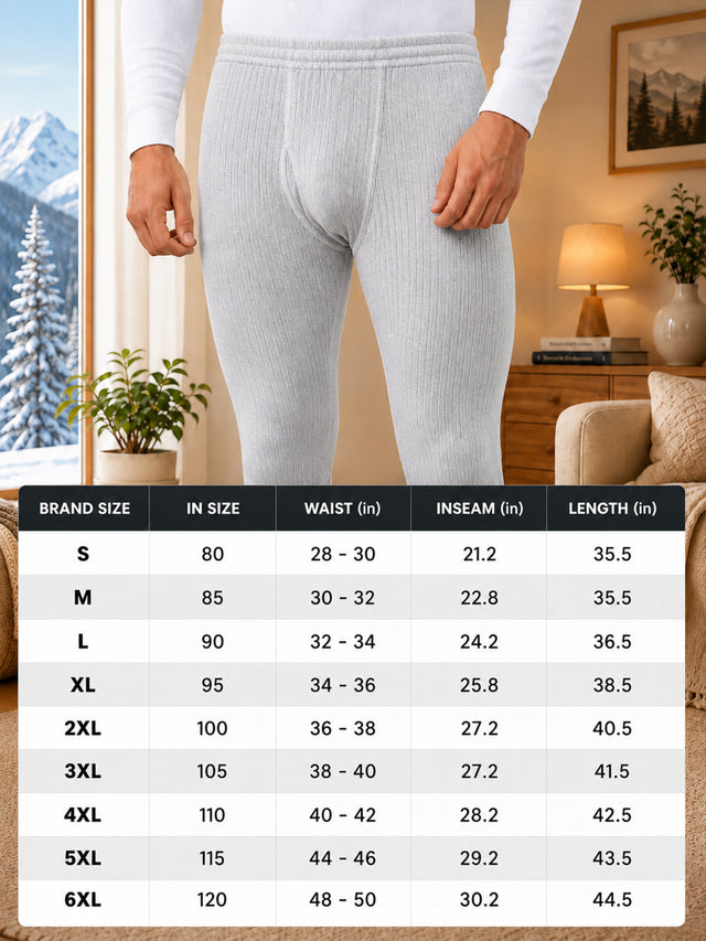 Men Antibacterial Thermal Bottom for Winter Base Layering, Cold-Weather Comfort and Everyday Warm Innerwear Essentials