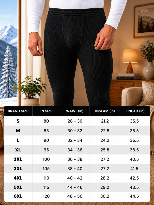 Men Antibacterial Thermal Bottom for Winter Base Layering, Cold-Weather Comfort and Everyday Warm Innerwear Essentials