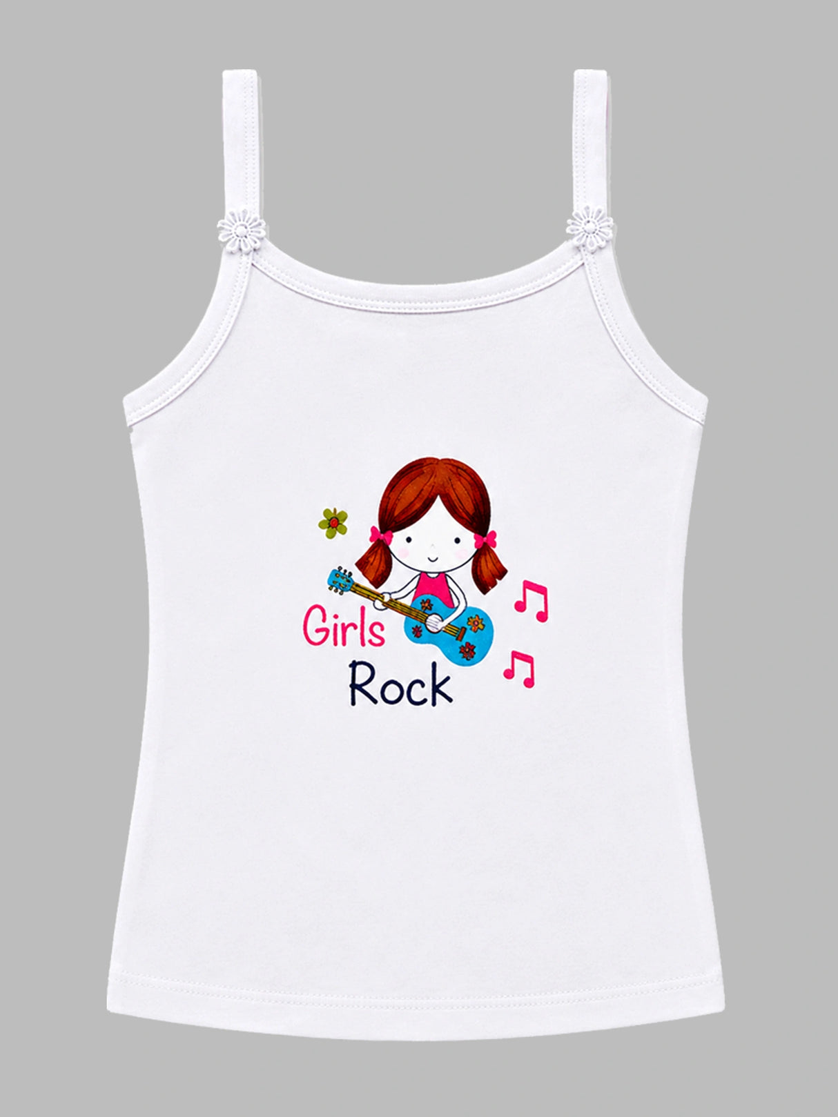 Girls 100% Cotton Printed Dori Neck Sleeveless Innerwear Vest for Everyday Comfort and Regular Use - Pack of 4
