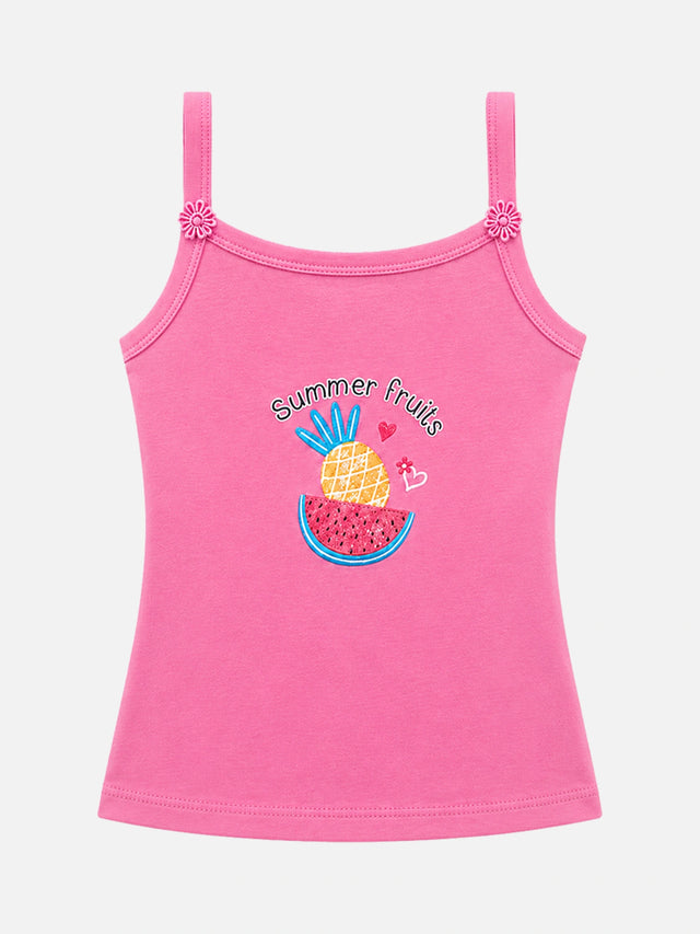 Girls Printed 100% Cotton Vest Camisole, Sleeveless Design and Everyday Innerwear Comfort - Pack of 4
