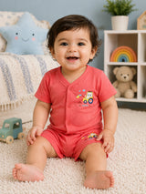 Baby 100% Cotton Front Open Half Sleeves Short Suit for Everyday Comfort, Easy Dressing and Regular Wear