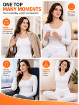Women Thermal Top Round Neck Full Sleeves for Winter Layering, Comfortable Coverage and Cold Weather Essentials - Pack of 1