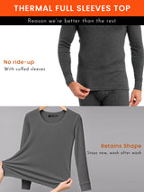 Men Round Neck Full Sleeves Thermal Top for Winter Base Layering, Cold-Weather Comfort and Everyday Innerwear - Pack of 1