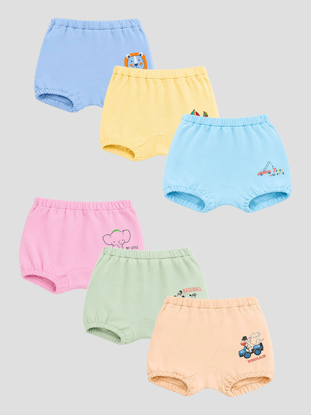 Baby Boys Printed Trunk with Inner Elastic Waistband for Comfortable Regular Innerwear Essentials - Pack of 6