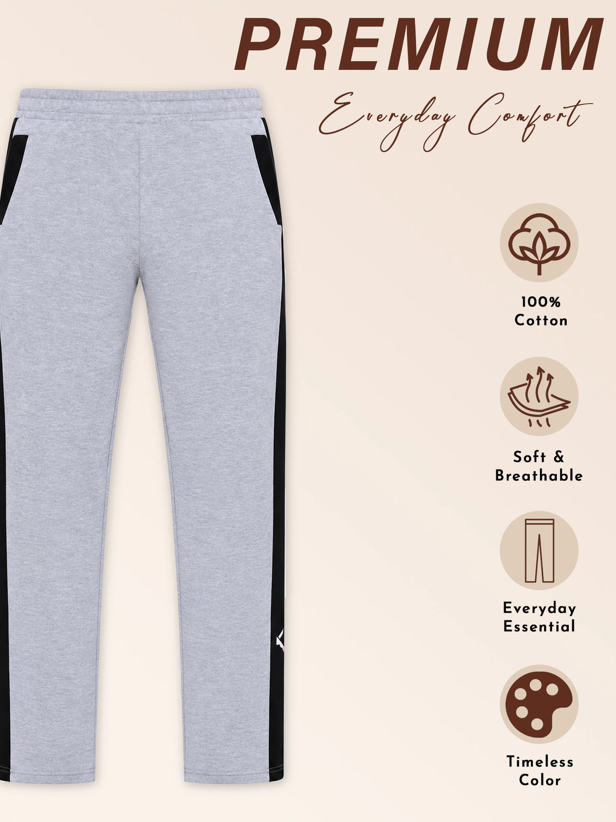 Men Cotton Track Pant with Side Pockets for Comfortable Lounge Wear, Casual Wear and Easy Everyday Movement - Pack of 1
