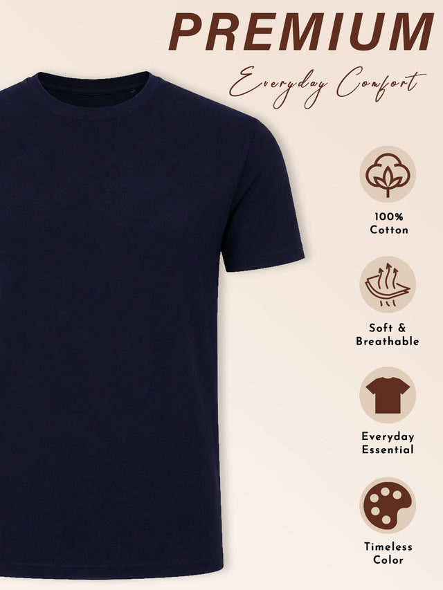 Men 100% Cotton Round Neck T-Shirt with Half Sleeves, Soft Regular Fit Comfort and Everyday Casual Wear