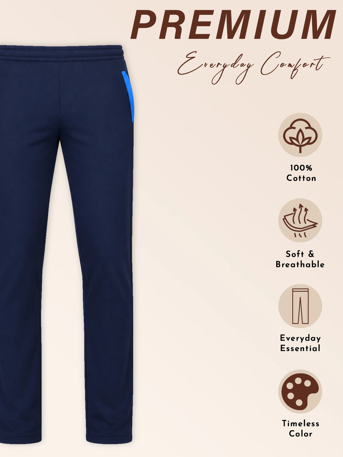 Men Cotton Track Pant with Side Pockets for Comfortable Lounge Wear, Casual Wear and Easy Everyday Movement - Pack of 1