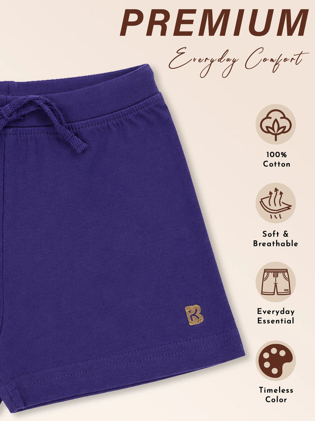 Baby Girls 100% Cotton Solid Shorts for Everyday Casual Wear, Easy Movement and Lounge Comfort - Pack of 1