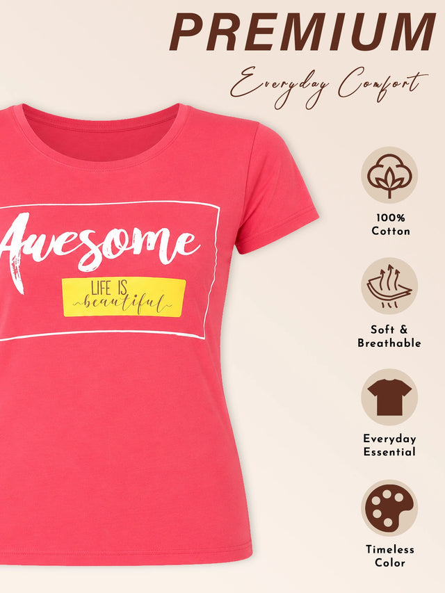 Women Solid T-Shirt Round Neck Half Sleeves with Everyday Casual Styling for Comfort and Wardrobe Essentials