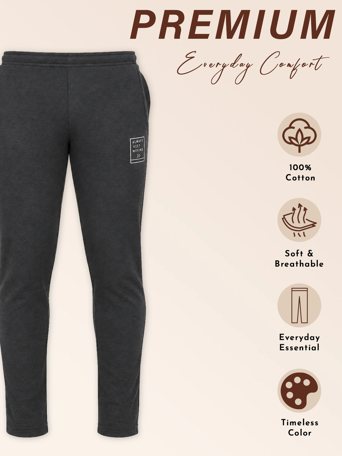 Men Fleece Track Pant with Regular Fit Sports Jogger Styling for Gym, Workout, Lounge Wear and Travel Comfort