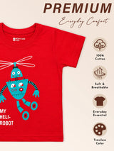 Baby Boys 100% Cotton Round Neck T-Shirt with Half Sleeves, Soft Breathable Comfort and Regular Fit Casual Wear