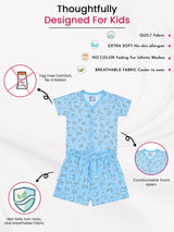 Baby 100% Cotton Front Open Half Sleeves Short Suit with Self Design for Everyday Comfort and Easy Dressing
