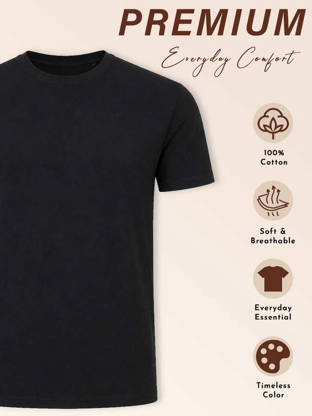 Men 100% Cotton Round Neck T-Shirt with Half Sleeves, Soft Regular Fit Comfort and Everyday Casual Wear
