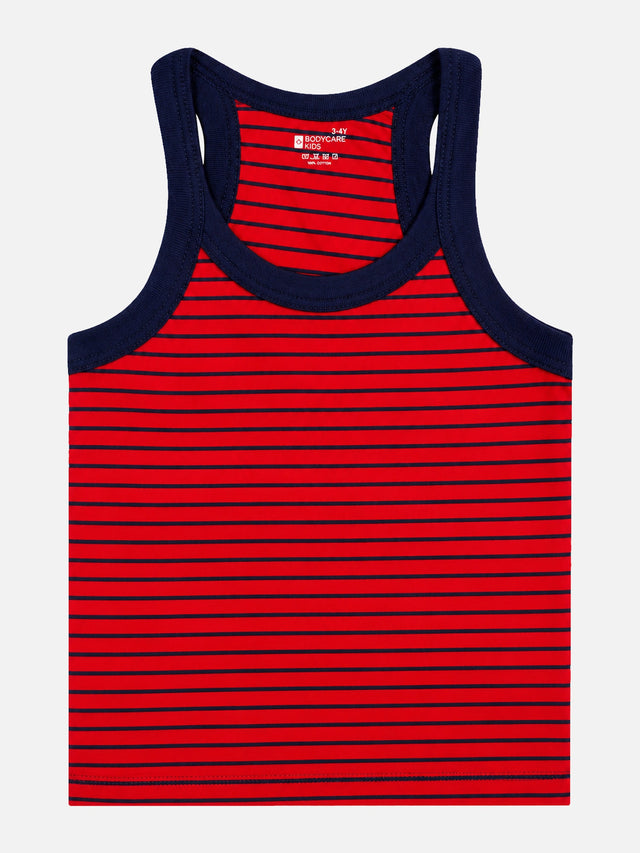 Boys Striped Round Neck Sleeveless Innerwear Vest for Everyday Comfort, Easy Layering and Wardrobe Essentials - Pack of 3