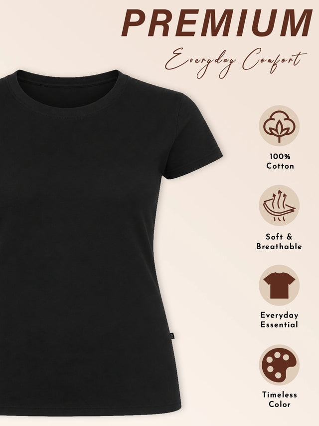 Women Solid T-Shirt Round Neck Half Sleeves with Casual Styling for Everyday Wear and Easy Layering Comfort