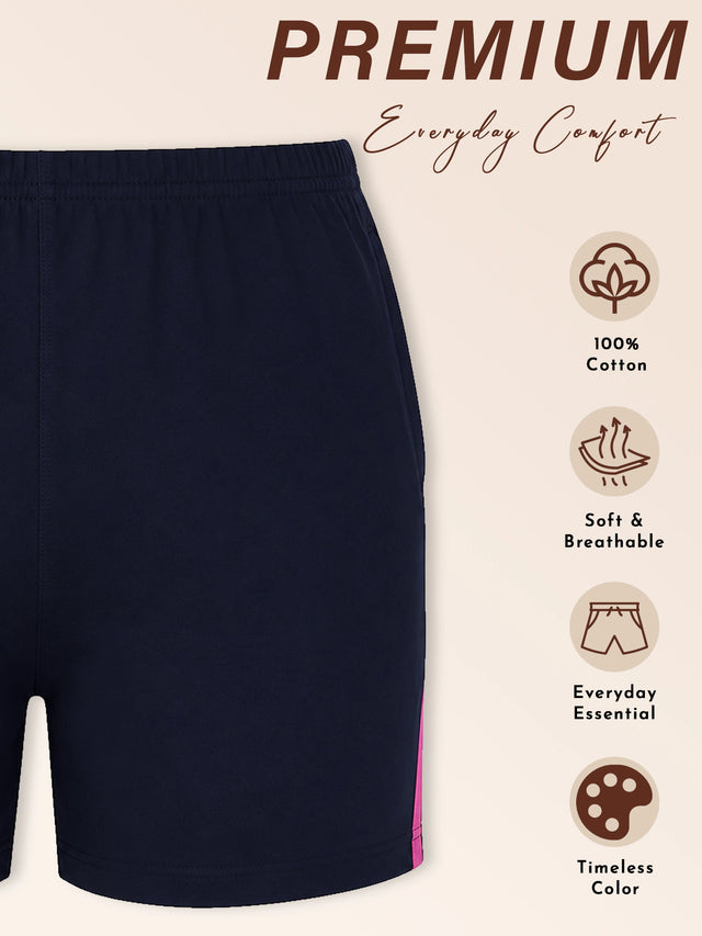 Women 100% Cotton Shorts with Side Pockets, Casual Regular Fit and Comfortable Everyday Styling Essentials