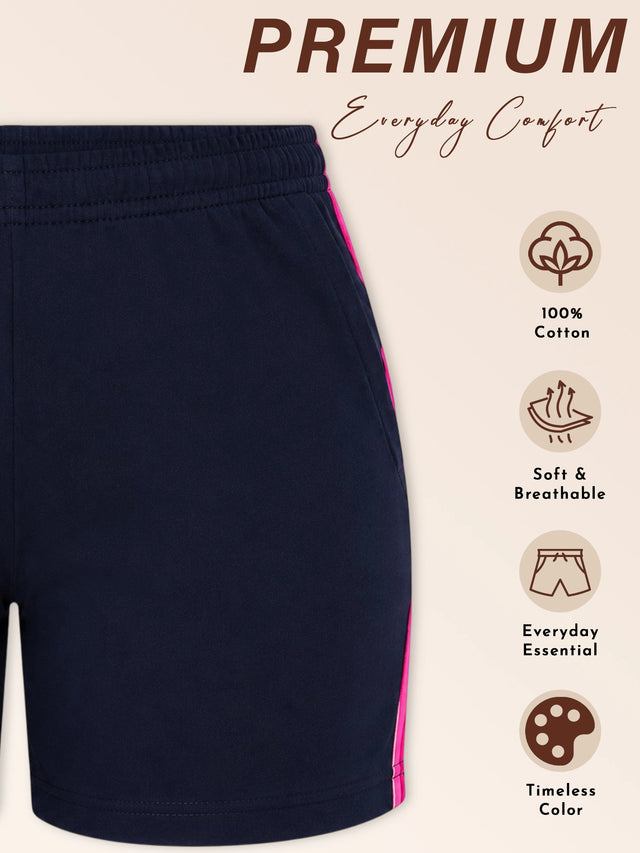 Women 100% Cotton Shorts with Side Pockets, Casual Regular Fit and Comfortable Everyday Styling Essentials