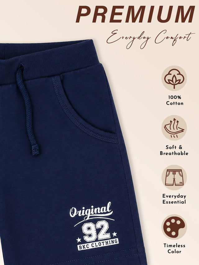 Boys Solid Shorts with Comfortable Pull-On Fit for Casual Wear, Lounge Wear and Easy Everyday Movement - Pack of 2