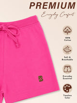 Baby Girls 100% Cotton Solid Shorts for Everyday Casual Wear, Easy Movement and Lounge Comfort - Pack of 1