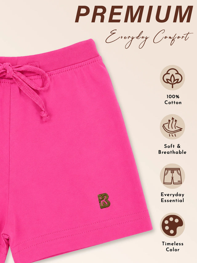 Baby Girls 100% Cotton Solid Shorts for Everyday Casual Wear, Easy Movement and Lounge Comfort - Pack of 1