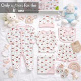 Unisex Baby Cotton Clothing Gift Set with Hospital-Ready Combo Essentials for Gifting and Baby Care - Pack of 7
