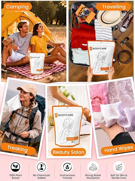 Mini Portable Magic Towels for Travel, Home & Outdoor Use - Pack of 20