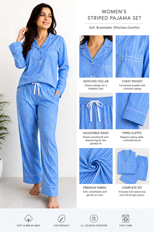Bodycomfy Women's Polyester Night Suit - Blue