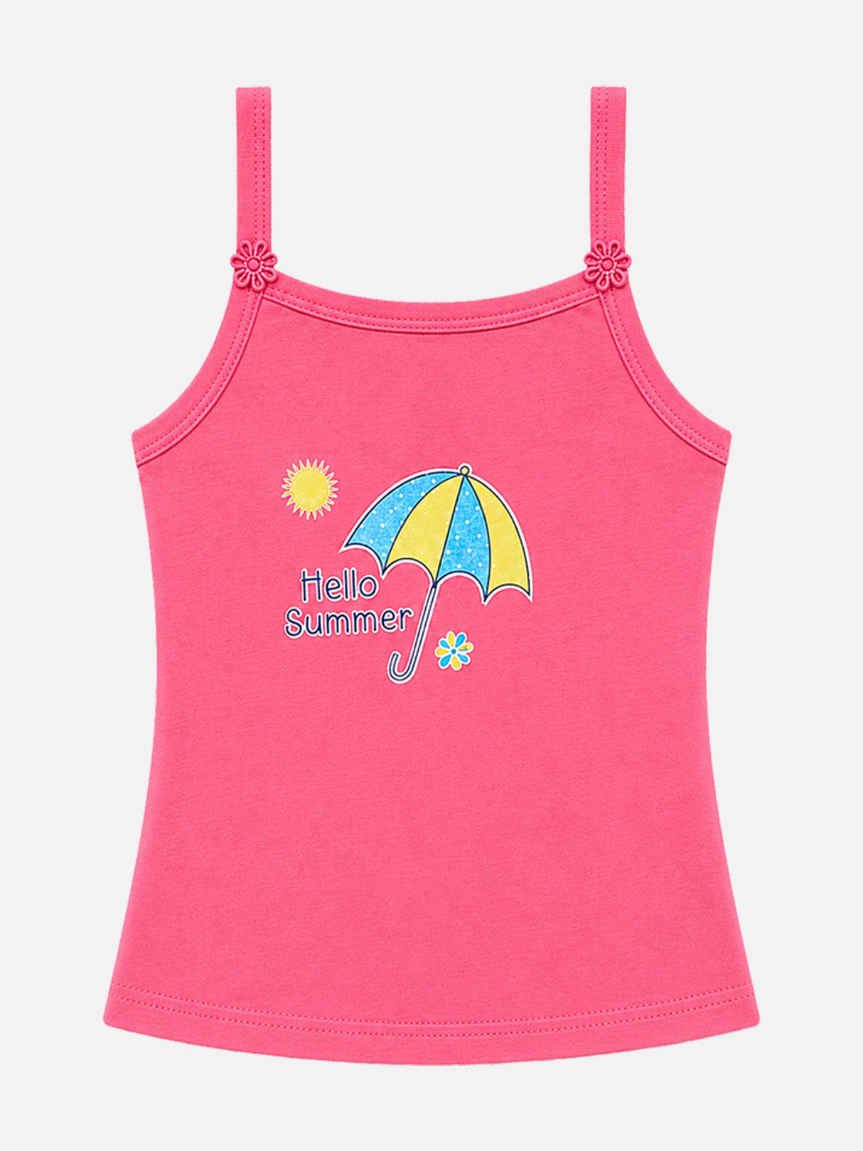 Girls Printed 100% Cotton Vest with Dori Neck, Sleeveless Design and Everyday Innerwear Comfort - Pack of 4