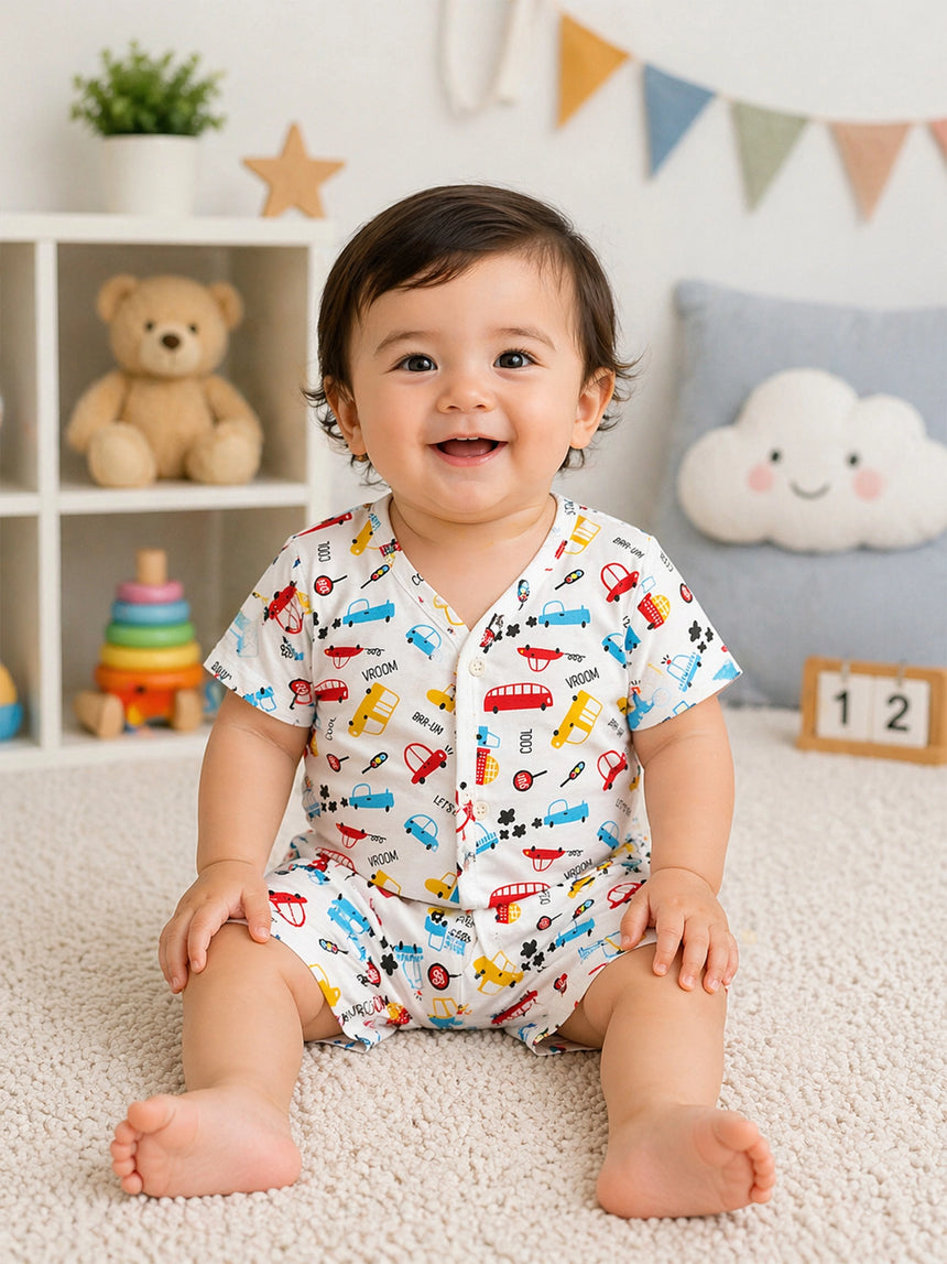 Baby Front Open Half Sleeves Short Suit Single Jersey Style 7901
