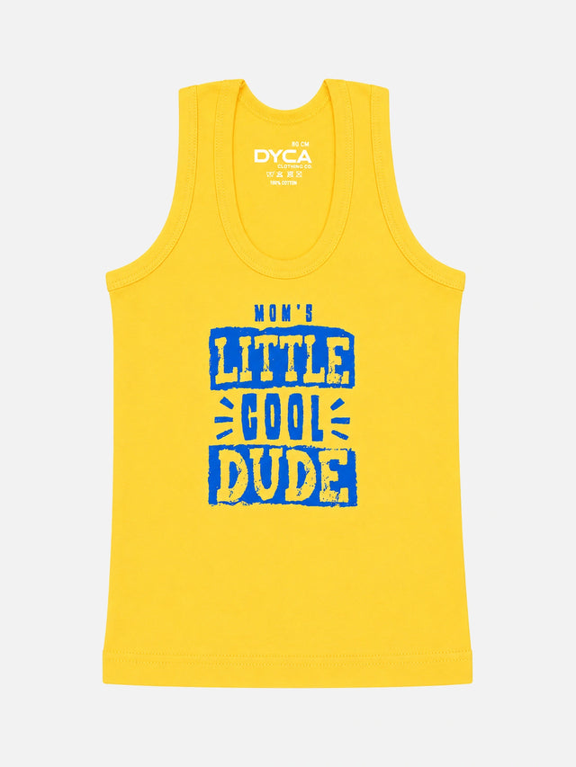Boys 100% Cotton Printed Round Neck Sleeveless Innerwear Vest for Everyday Comfort and Regular Use - Pack of 4
