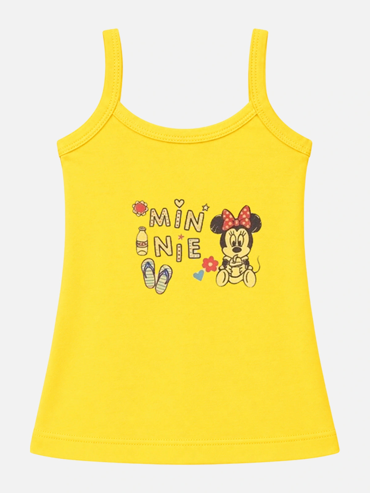 Baby Girls Minnie & Friends 100% Cotton Round Neck Sleeveless Camisole for Everyday Innerwear - Pack of 5