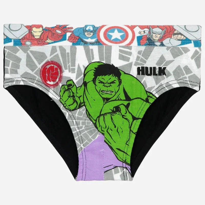 Kids' Avengers Hulk printed briefs with colorful superhero design and comfortable fit