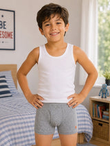 Boys Cotton Solid Trunks with Breathable Innerwear Comfort, Elastic Waistband and Stretchable Fit - Pack of 2