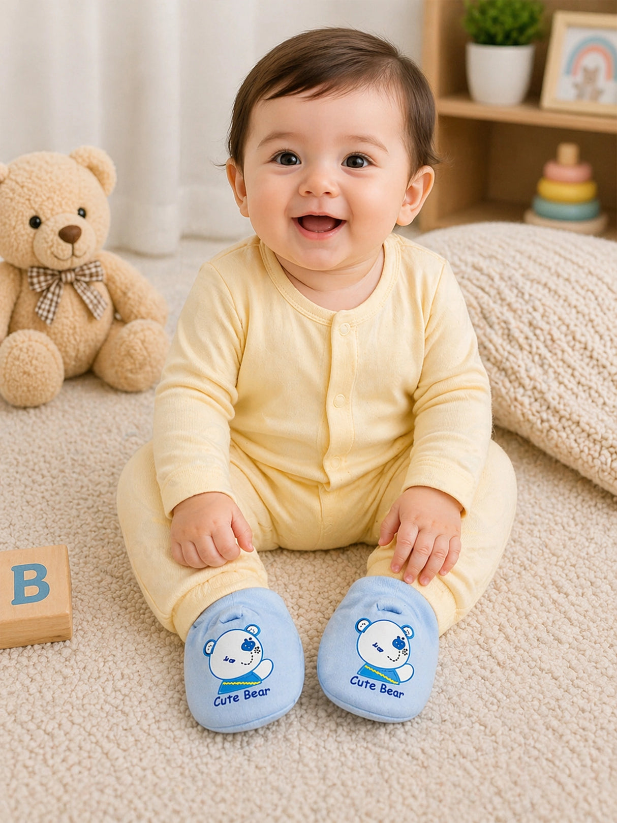 Baby Booties for Regular Baby Care, Gentle Foot Coverage and Everyday Wardrobe Essentials - Pack of 3