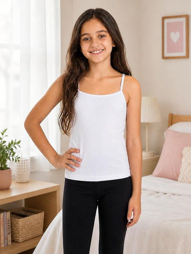 Girls Cotton Camisole Sleeveless Camisole for Everyday Innerwear Comfort and Easy Layering - Pack of 2