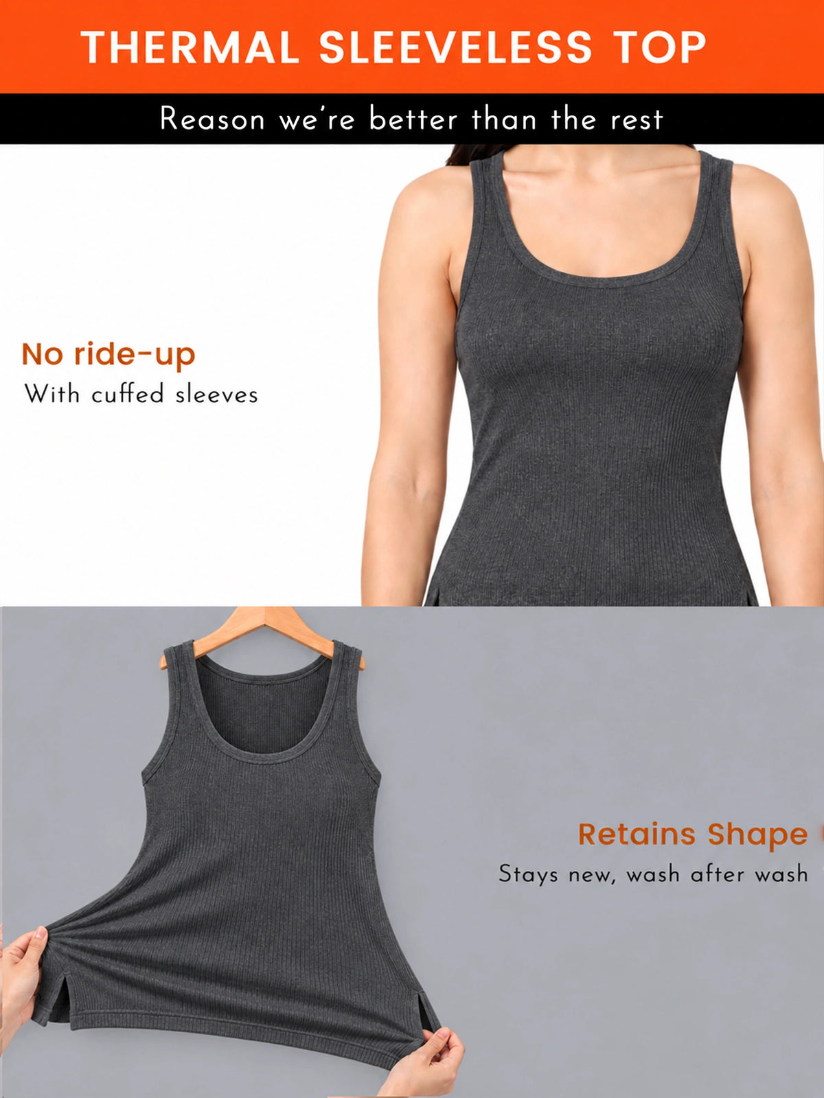Women 100% Cotton Sleeveless Thermal Top with Round Neck, High Warmth Comfort and Winter Innerwear Essential