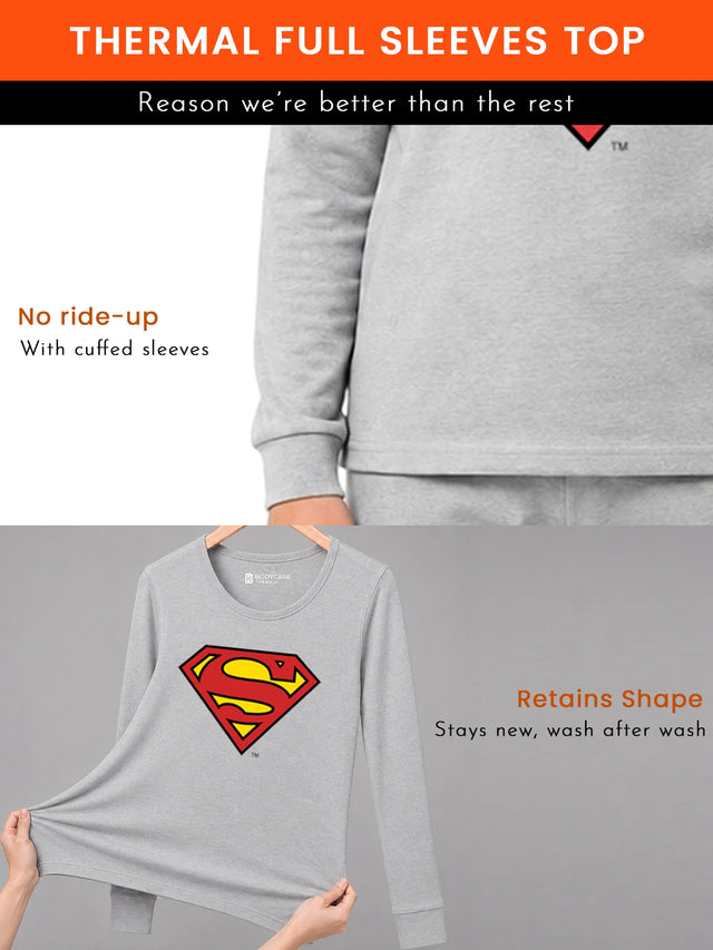 Boys Thermal Set with Round Neck Full Sleeves, Coordinated Warm Comfort and Winter Innerwear Essential - Pack of 1