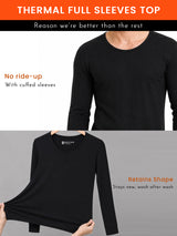 Men Thermal Top with Round Neck Full Sleeves, Thin Fabric High Warmth Comfort and Winter Innerwear Essential
