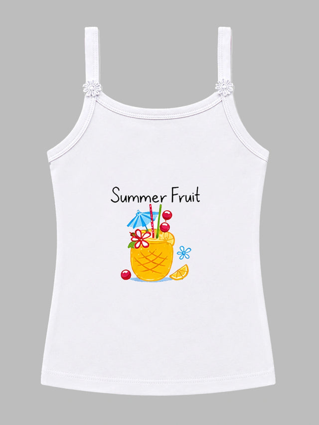 Girls 100% Cotton Printed Camisole Sleeveless Innerwear Vest for Everyday Comfort and Regular Use - Pack of 4