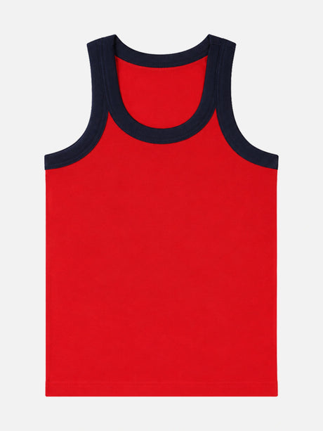 Boys Cotton Rib Vest Round Neck Sleeveless Pack of 4