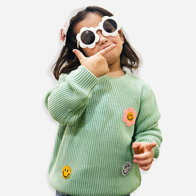 Girls Polyester Blend Round Neck Full Sleeves Sweater with Comfortable Winter Wear Styling and Regular Use