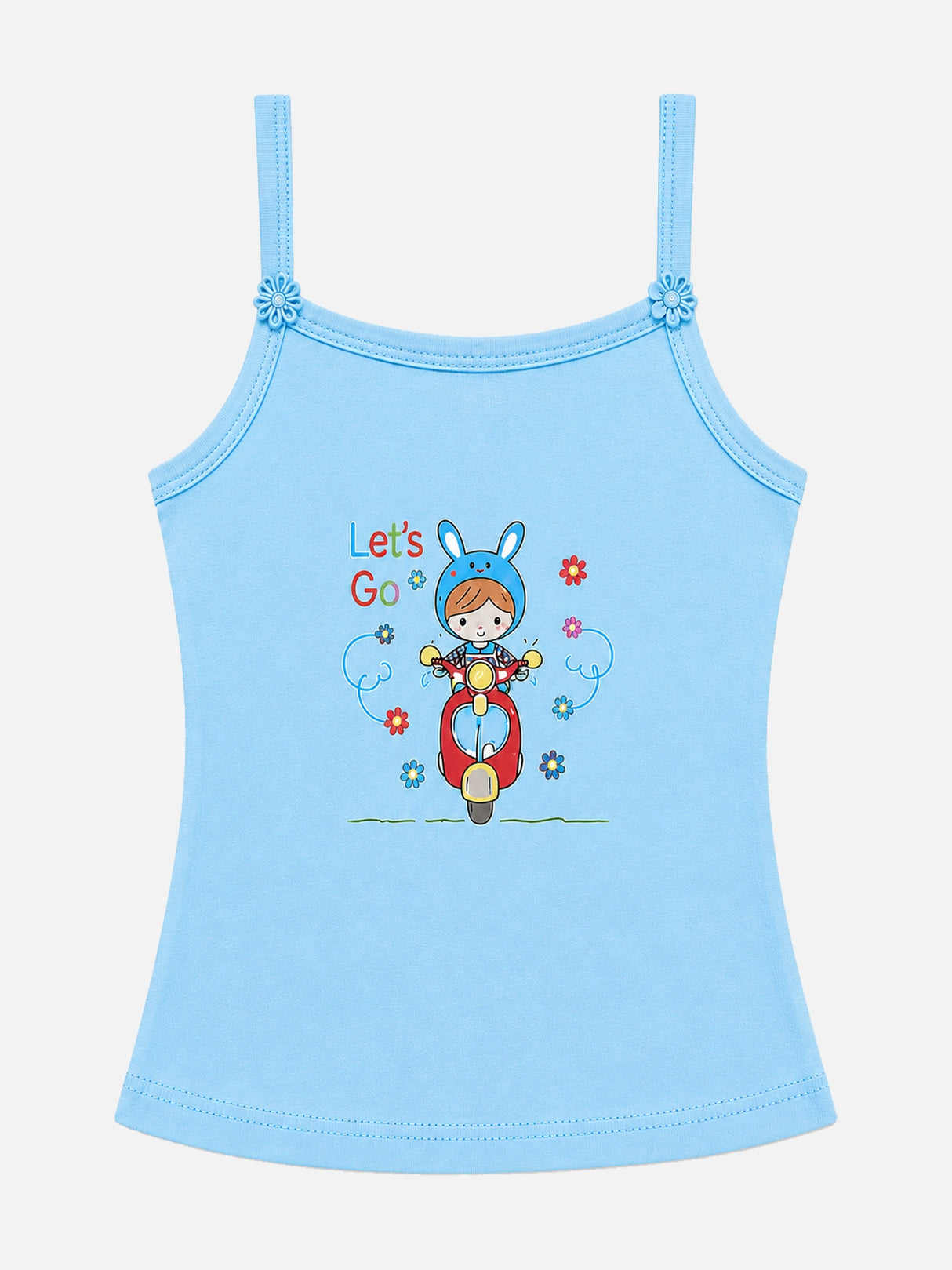 Girls Printed 100% Cotton Vest with Dori Neck, Sleeveless Design and Everyday Innerwear Comfort - Pack of 4