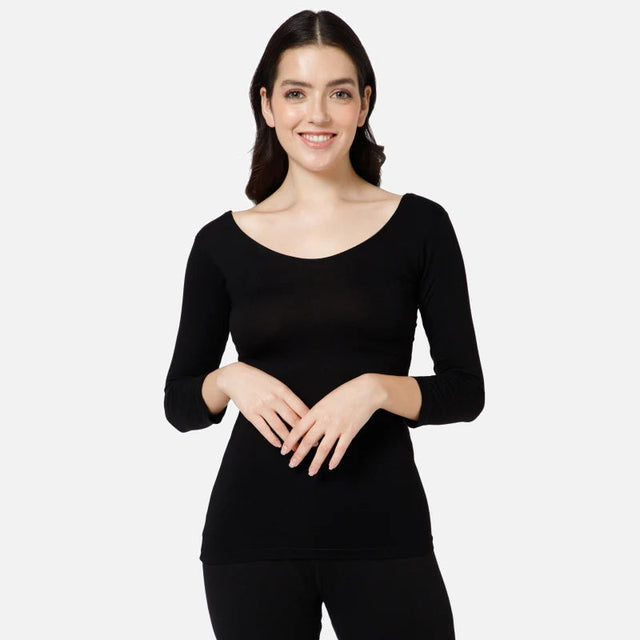 Women Slim Fit Thermal Top Round Neck Full Sleeves - Bodycare