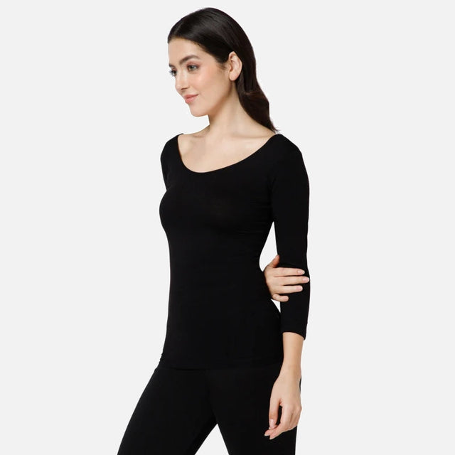Women Slim Fit Thermal Top Round Neck Full Sleeves - Bodycare