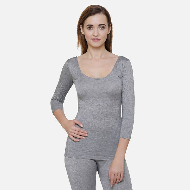 Women Slim Fit Thermal Top Round Neck Full Sleeves - Bodycare